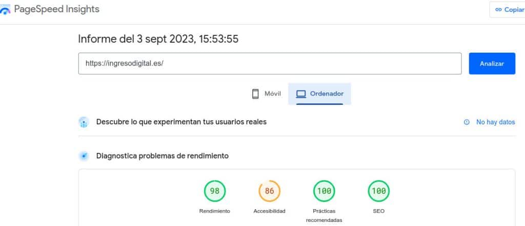 Ejemplo de herramienta de velocidad de carga